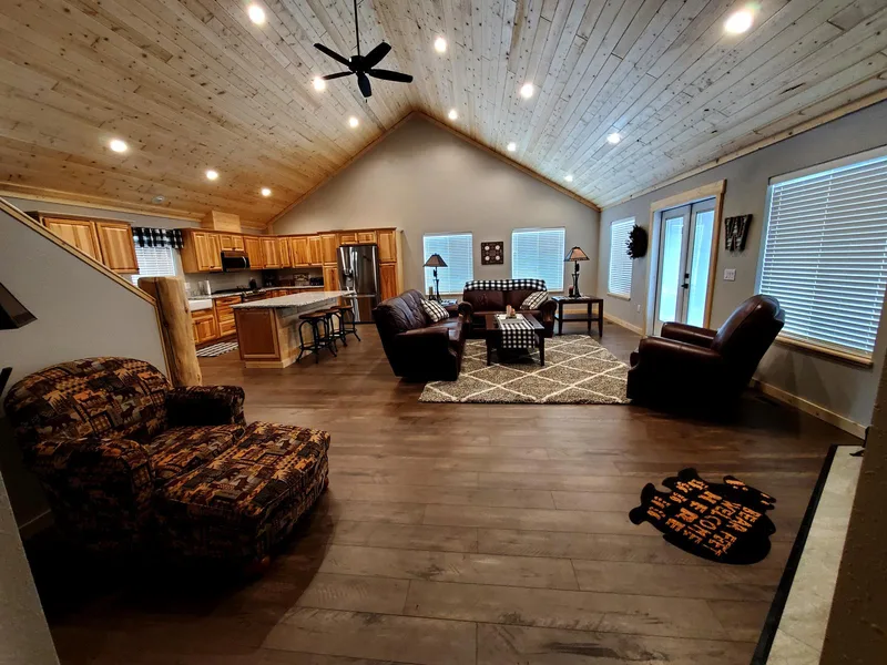 Open concept living space in the Glacier Park Retreat