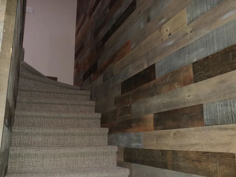 Barnwood and stairs, Barndominium Flathead Montana Style by Built Right in Montana