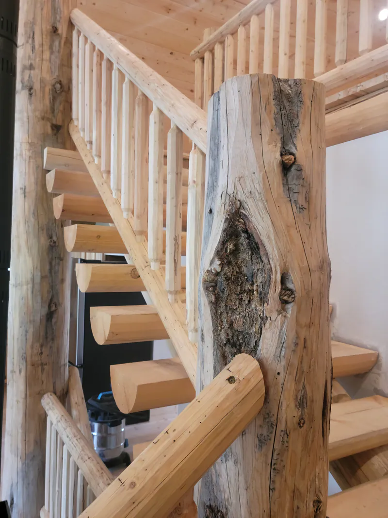 Crafted log railings, Montana Luxury Log Cabin by Built Right in Montana