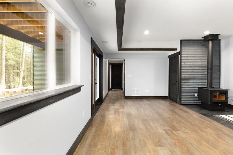 Coffered ceiling with rustic accents, Modern Living Montana Built by Built Right in Montana