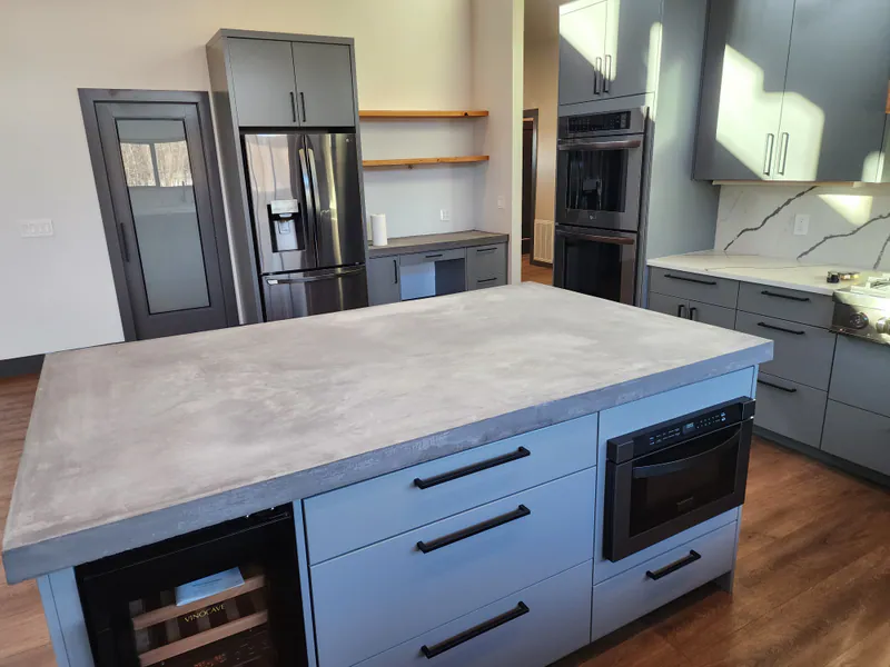 Concrete island countertop, River Frontage Montana Style by Built Right in Montana