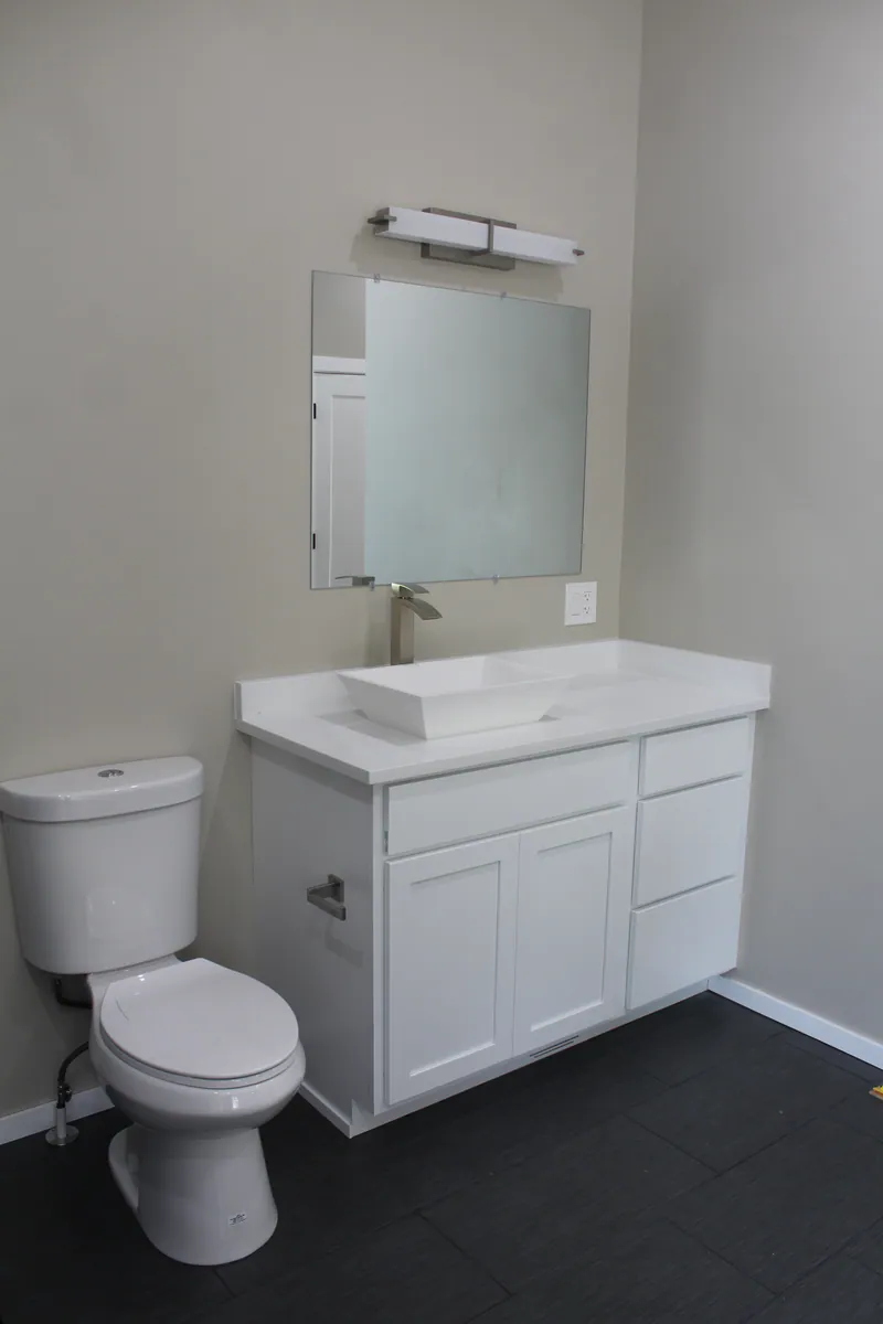 Huntwood cabinets with vessel sink, Secluded Flathead Montana Luxury by Built Right in Montana