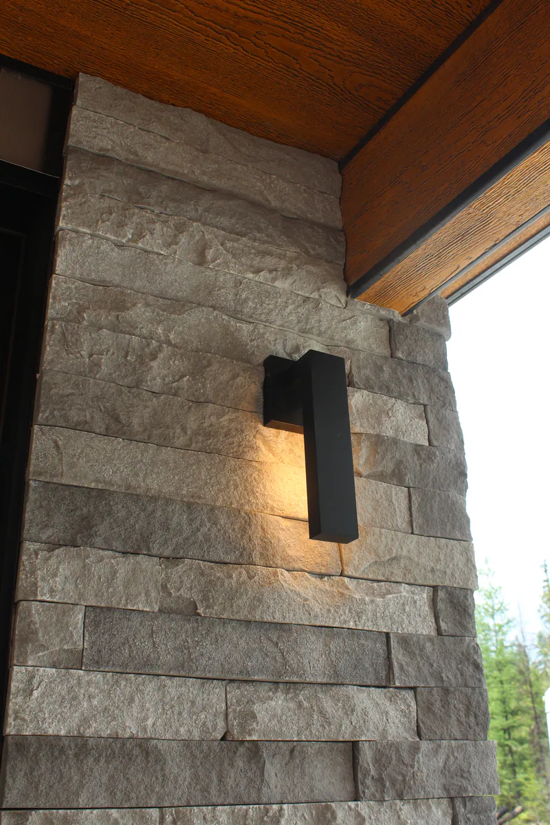 Stone and cedar accent, Secluded Flathead Montana Luxury by Built Right in Montana